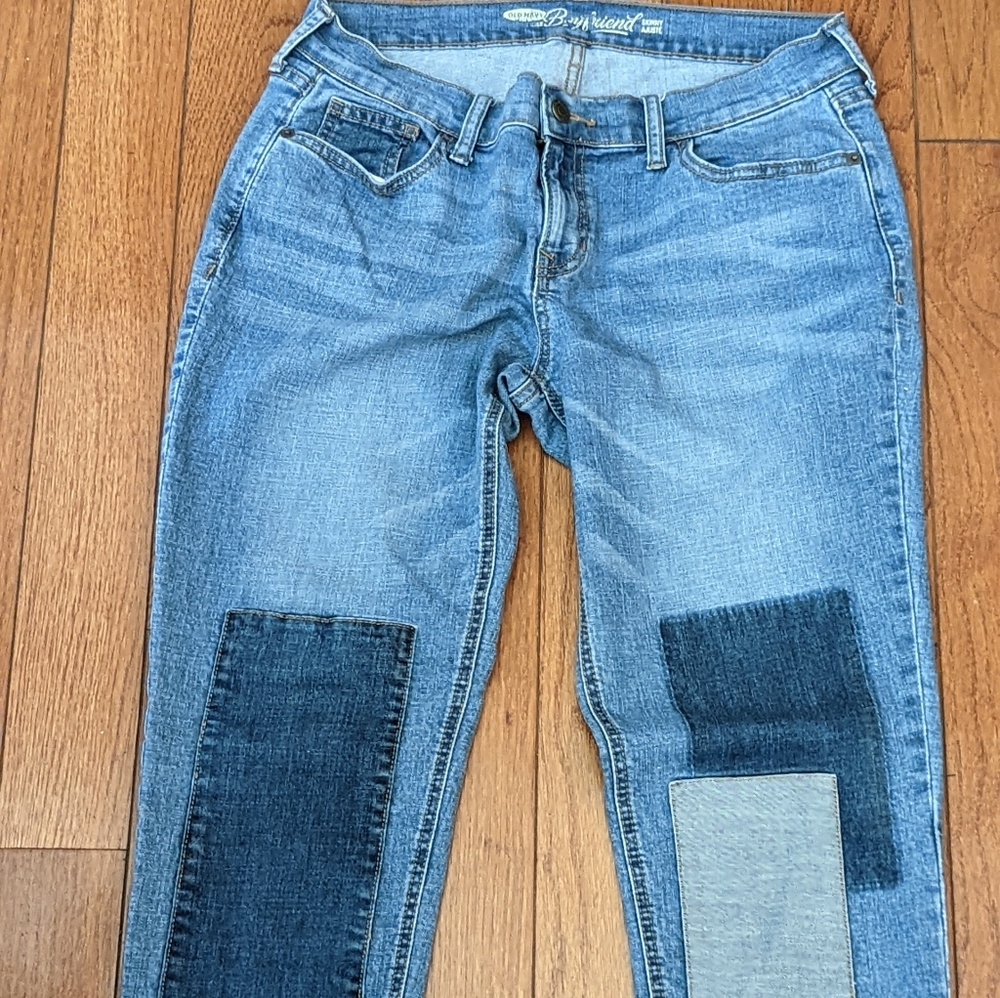 Old Navy low rise patchwork jeans